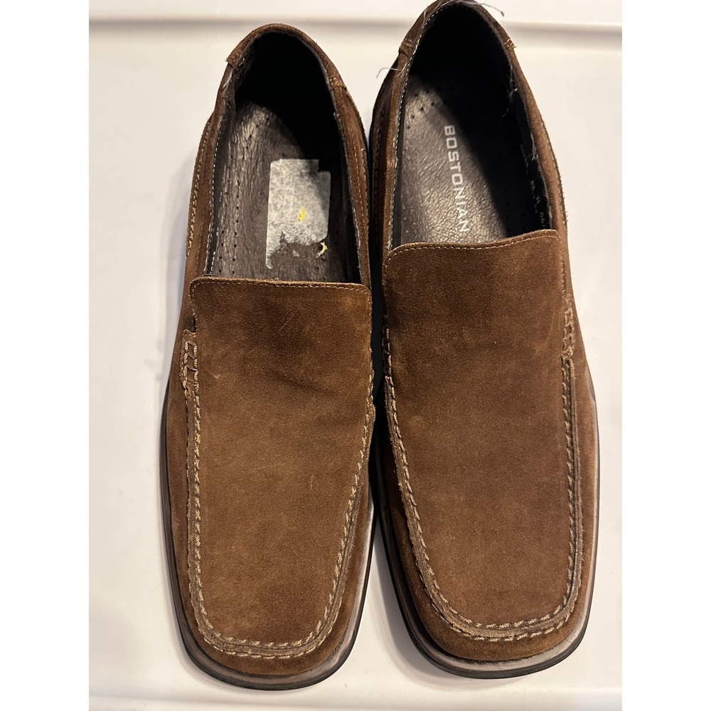 Bostonian Suede Leather Loafers Slip‎ On Dress Shoes Brown Square Toe 11M
